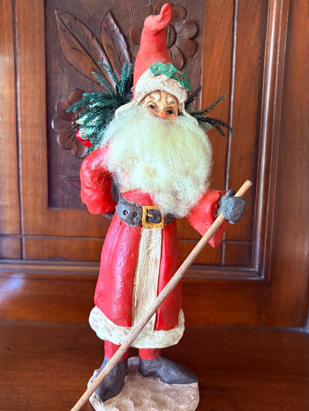 Vintage-Style Red Santa Holiday Handmade Clay Signed Figurine❣️